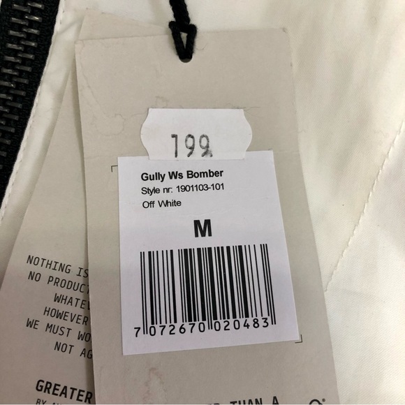 NWT Greater Than A White Bomber Jacket Lightweight Black Contrast Hardware sz M - Picture 9 of 12